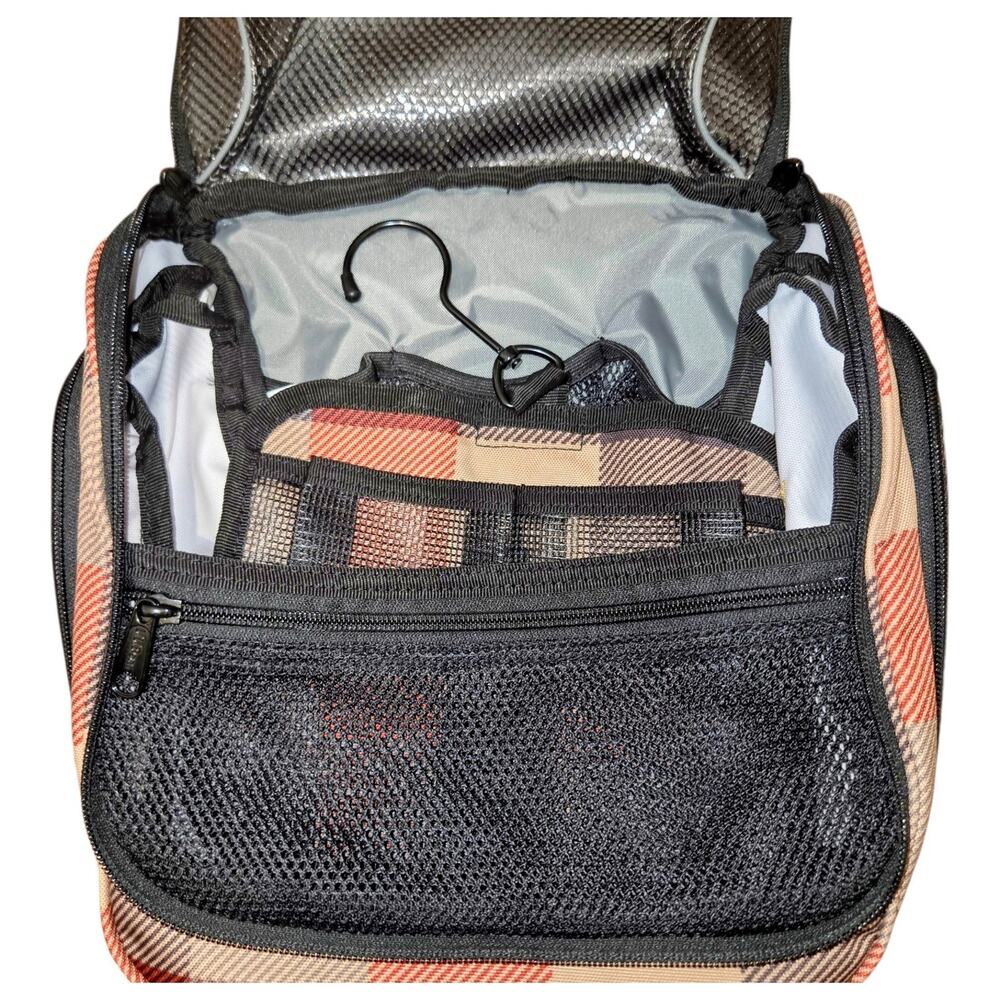 LL Bean Personal Organizer Toiletry Bag Medium Plaid Hanging Travel Shower Case - Picture 6 of 10